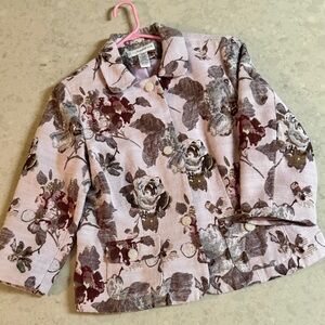 Sag Harbor Blazer Size 14 Floral Light Pink Grannycore Tapestry Short Jacket